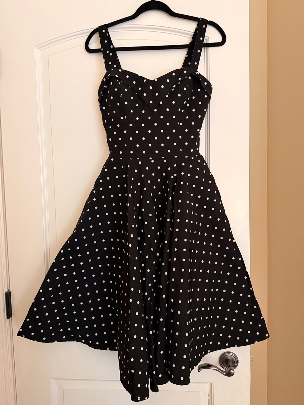Black polka dot swing dress pinup